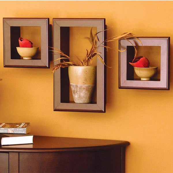 Buy Shelves - Celestial Cubbies Wall Shelf - Brown - Set Of Three at Vaaree online