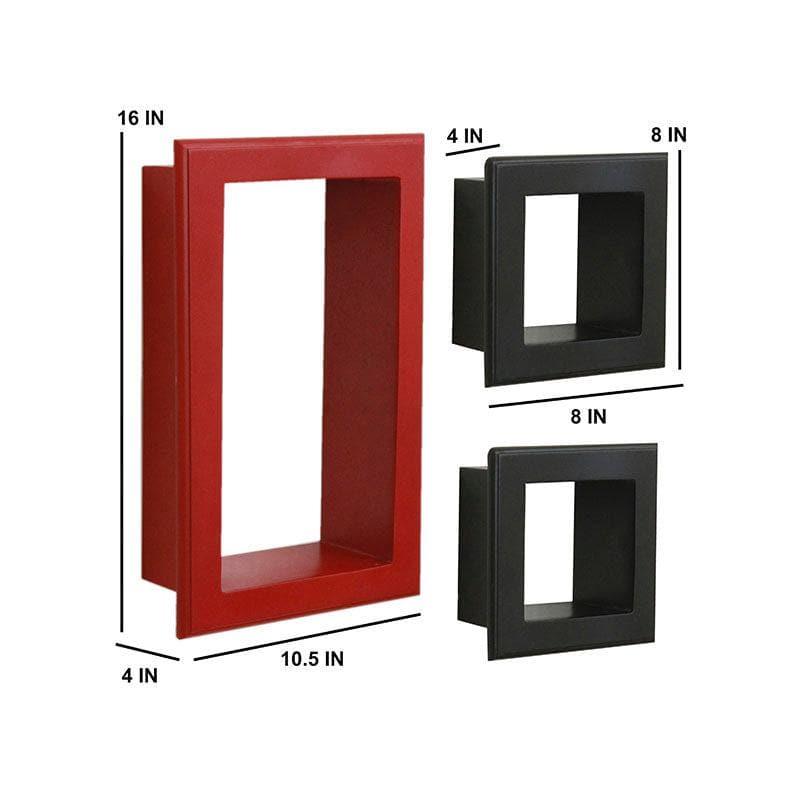 Shelves - Celestial Cubbies Wall Shelf - Red & Black - Set Of Three