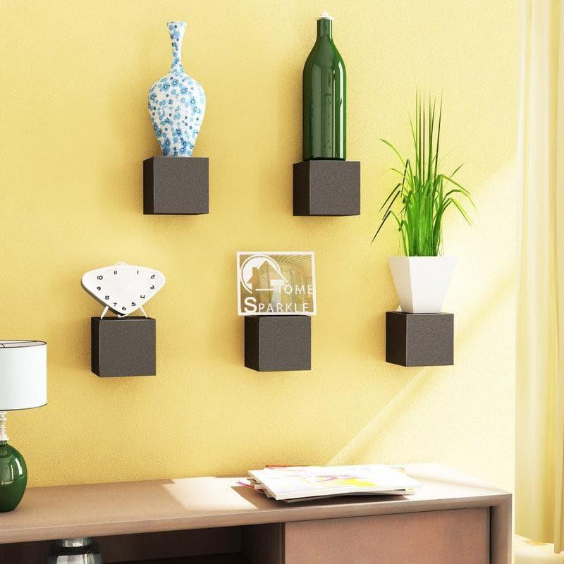 Shelves - Cube Box Floating Wall Shelf (Black) - Set Of Five