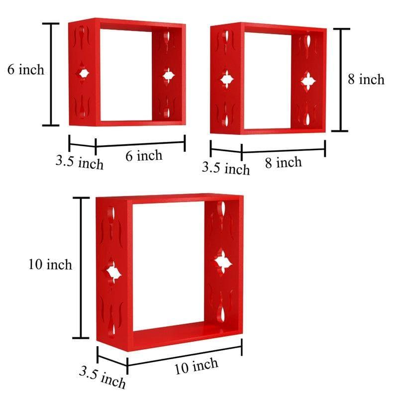 Shelves - Cube Floating Wall Shelf (Red) - Set Of Three