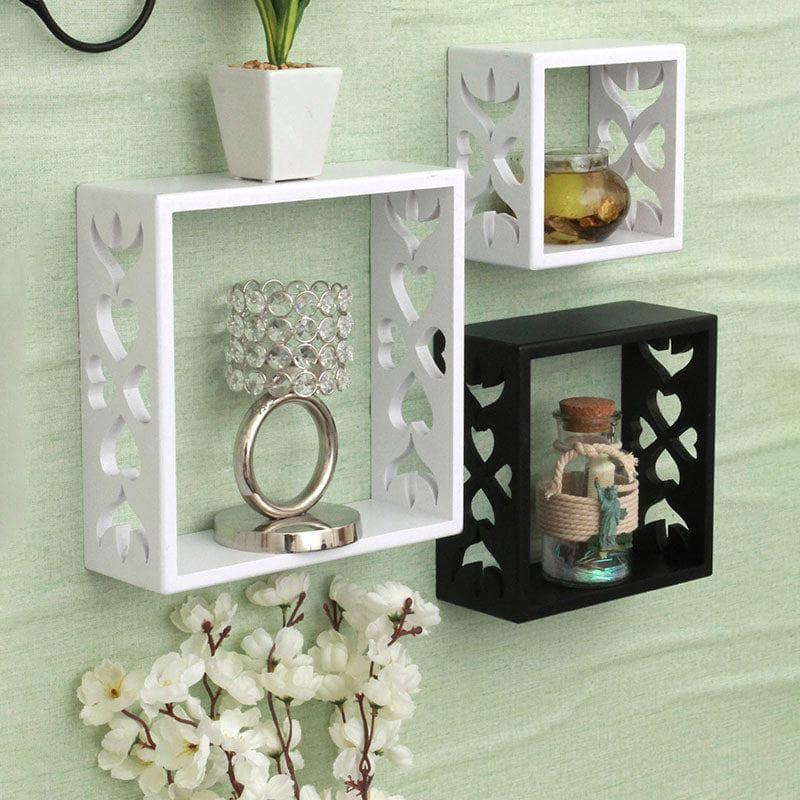 Shelves - Cube Floating Wall Shelf (White & Black) - Set Of Three