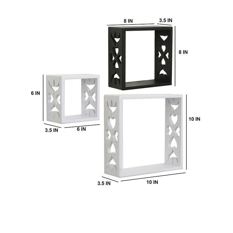 Shelves - Cube Floating Wall Shelf (White & Black) - Set Of Three