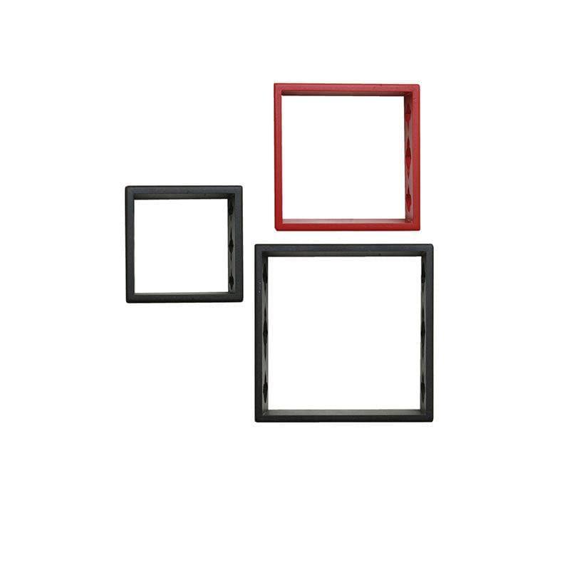 Shelves - Cubix Floating Wall Shelf (Black & Red) - Set Of Three