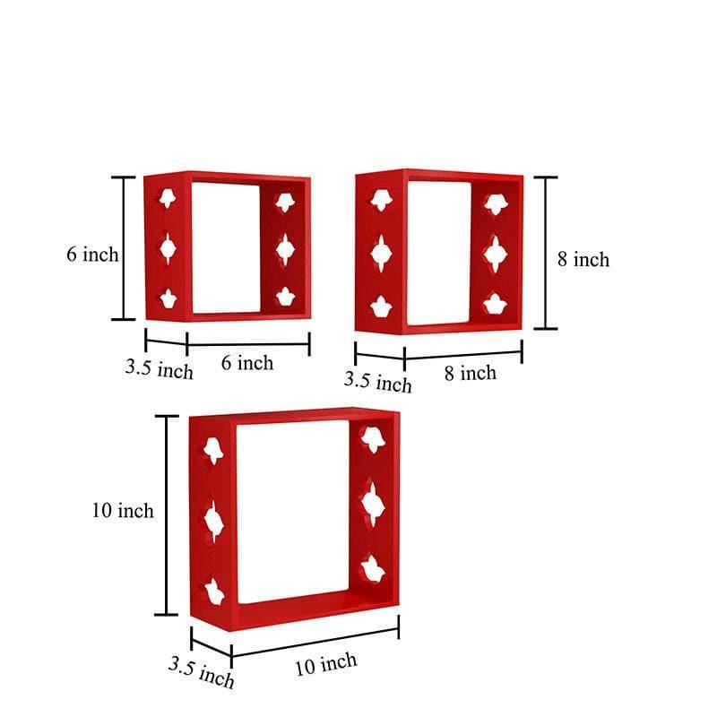 Buy Shelves - Cubix Floating Wall Shelf (Red) - Set Of Three at Vaaree online