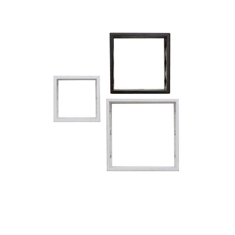 Shelves - Cubix Floating Wall Shelf (White & Brown) - Set Of Three