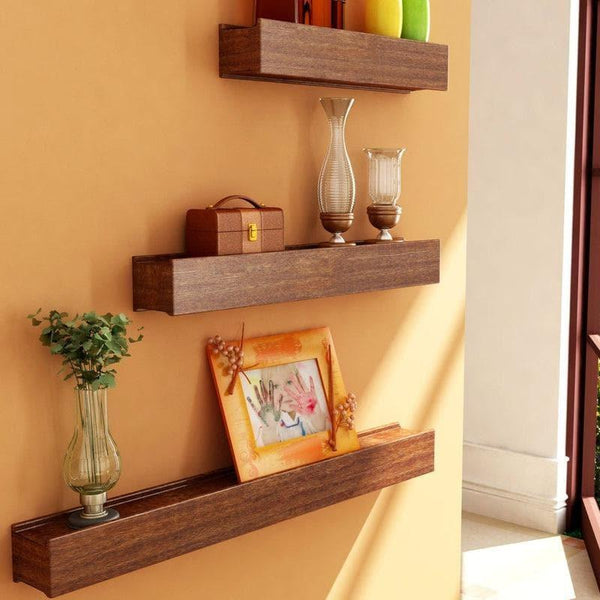 Shelves - Curio Collector Wall Shelf - Brown - Set Of Three