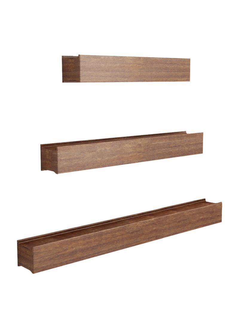 Buy Curio Collector Wall Shelf - Brown - Set Of Three Shelves from Vaaree