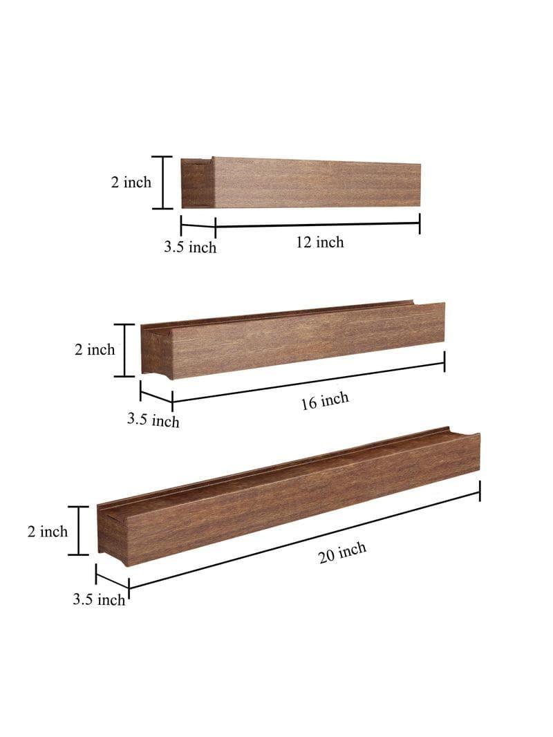 Buy Curio Collector Wall Shelf - Brown - Set Of Three Shelves from Vaaree