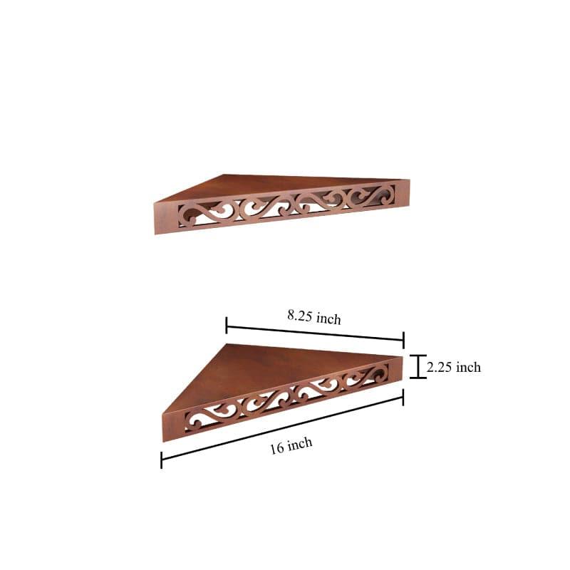 Buy Delores Corner Floating Shelf (Brown) - Set Of Two Shelves from Vaaree