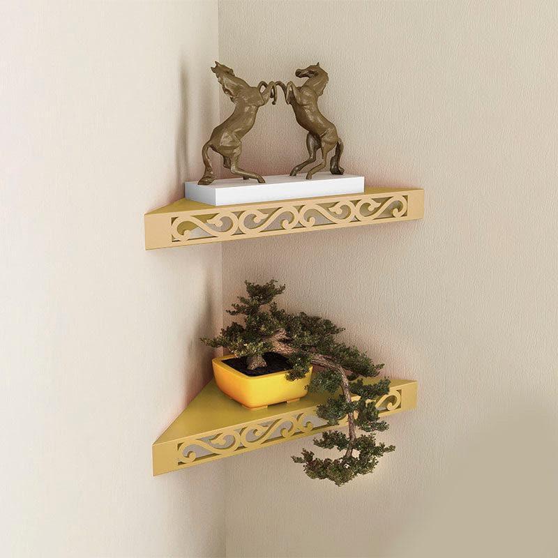 Shelves - Delores Corner Floating Shelf (Golden) - Set Of Two