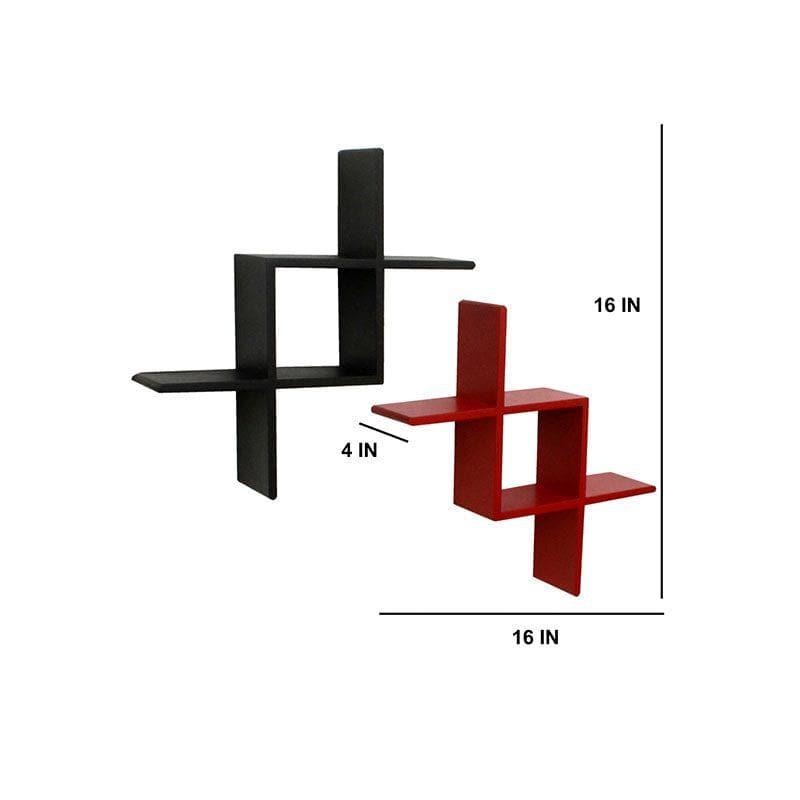 Shelves - Enigma Wall Shelf - Black & Red - Set Of Two