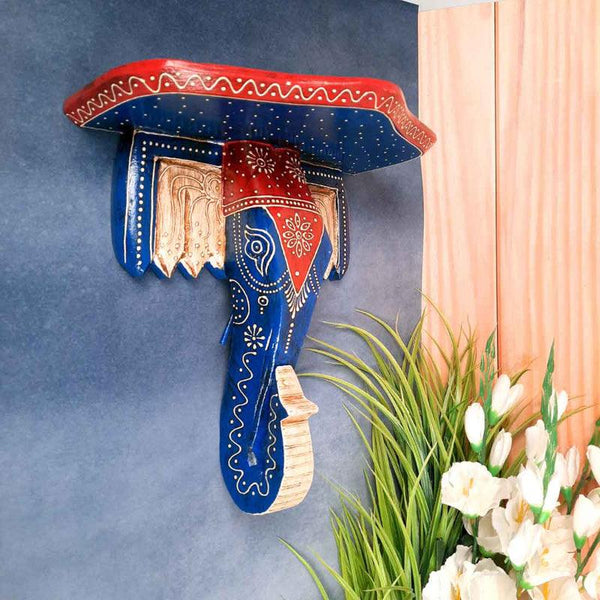 Shelves - Gajendra Niksha Wall Shelf - Blue & Red