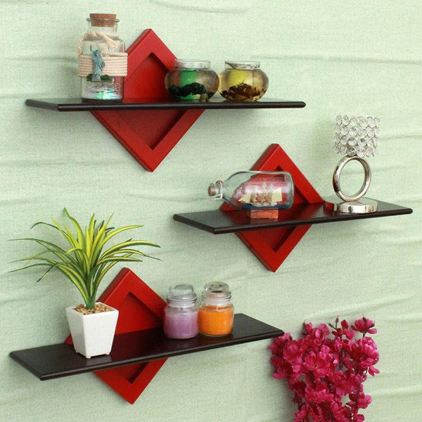 Shelves - Halloran Wall Shelf (Red & Brown) - Set Of Three