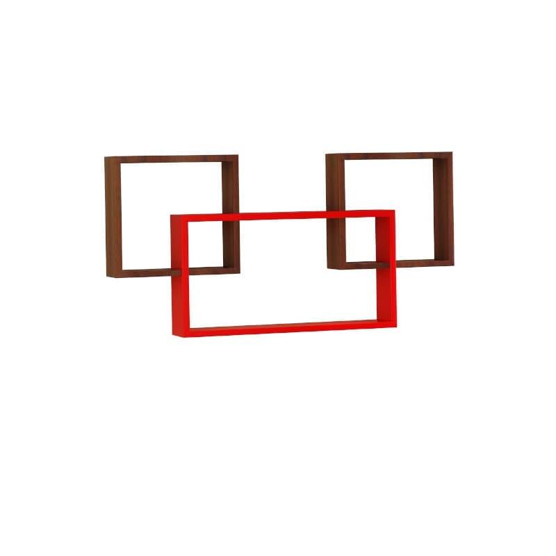 Shelves - Harmonic Holders Wall Shelf - Red & Brown - Set Of Three