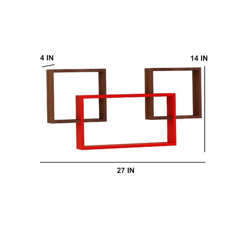 Shelves - Harmonic Holders Wall Shelf - Red & Brown - Set Of Three