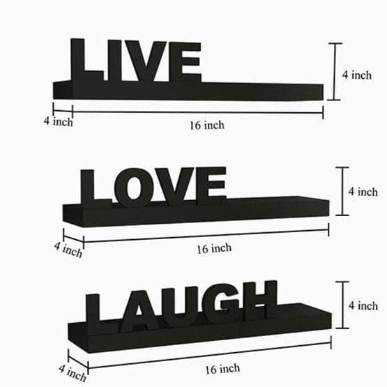 Buy Live Love Laugh Wall Shelf - Black Shelves from Vaaree