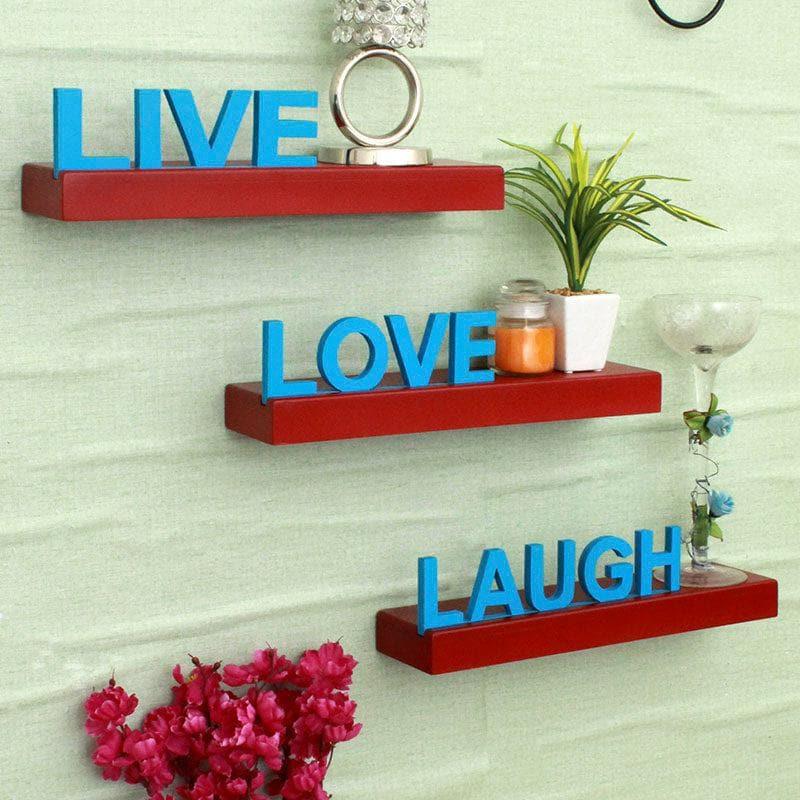 Shelves - Live Love Laugh Wall Shelf - Blue & Red