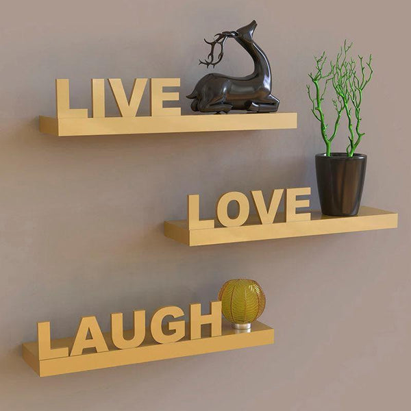 Shelves - Live Love Laugh Wall Shelf - Gold