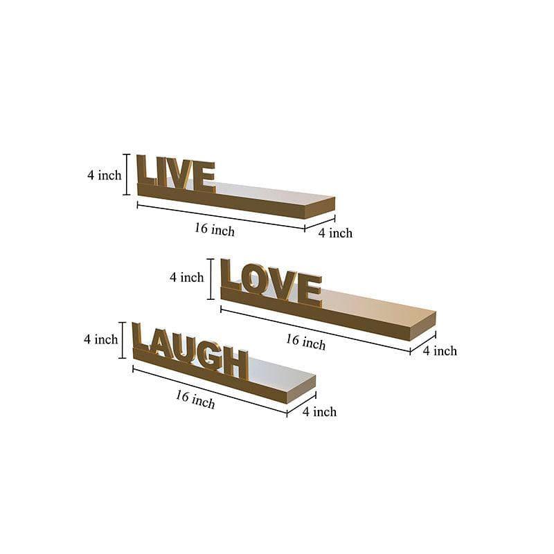 Shelves - Live Love Laugh Wall Shelf - Gold