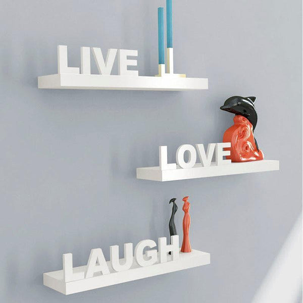 Shelves - Live Love Laugh Wall Shelf - White