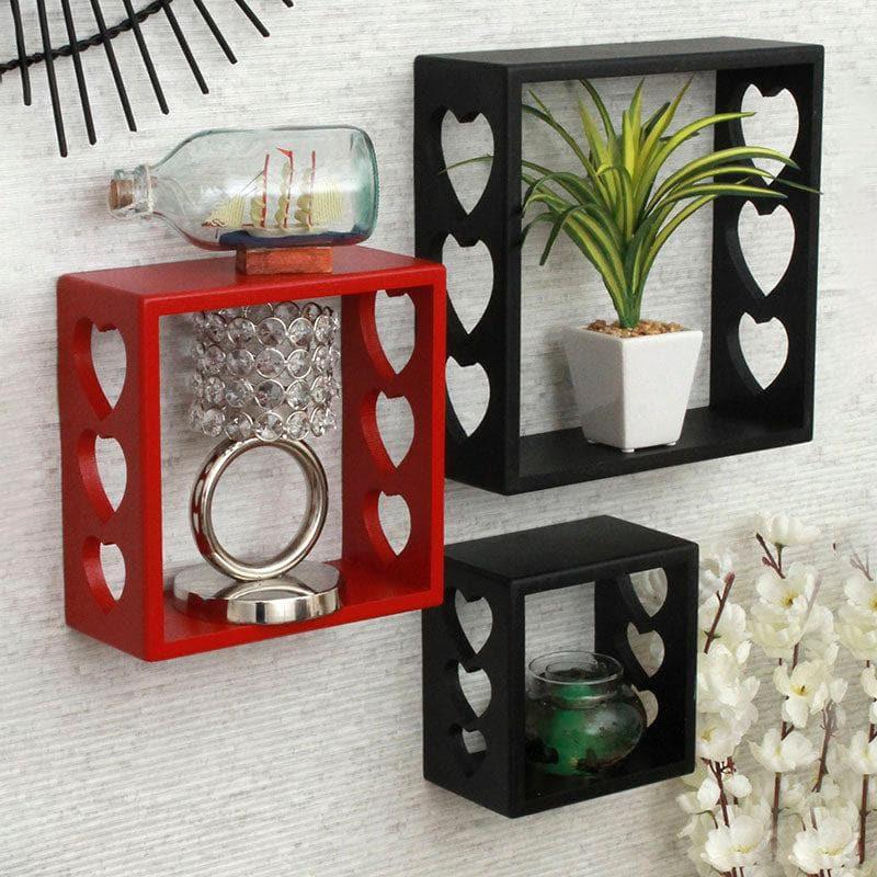 Shelves - Llyn Floating Wall Shelf (Red & Black) - Set Of Three