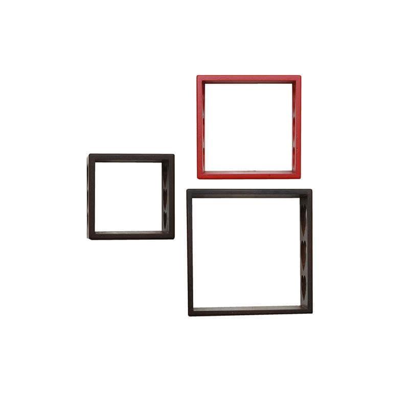 Shelves - Llyn Floating Wall Shelf (Red & Brown) - Set Of Three