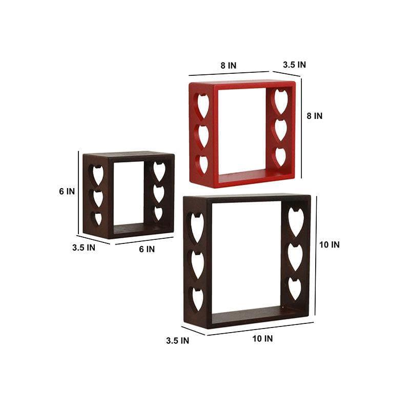 Shelves - Llyn Floating Wall Shelf (Red & Brown) - Set Of Three