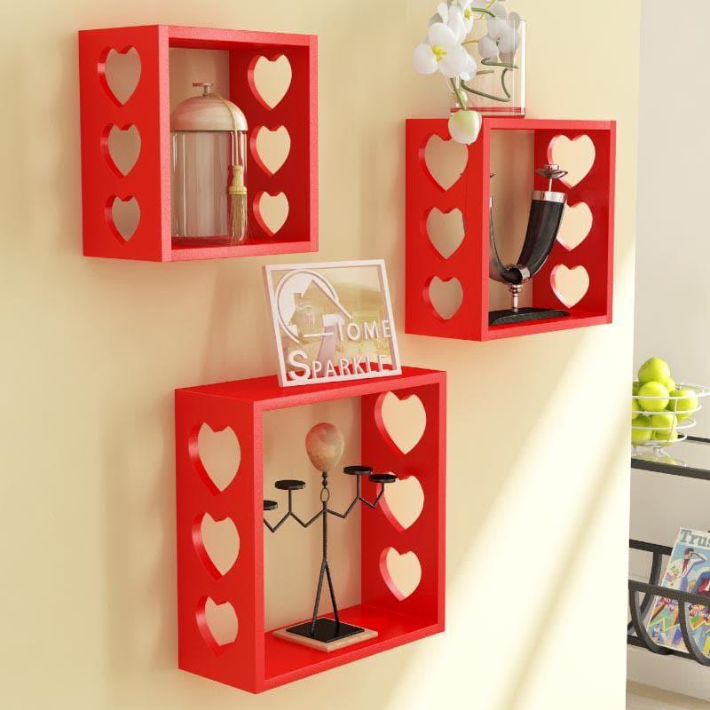 Shelves - Llyn Floating Wall Shelf (Red) - Set Of Three