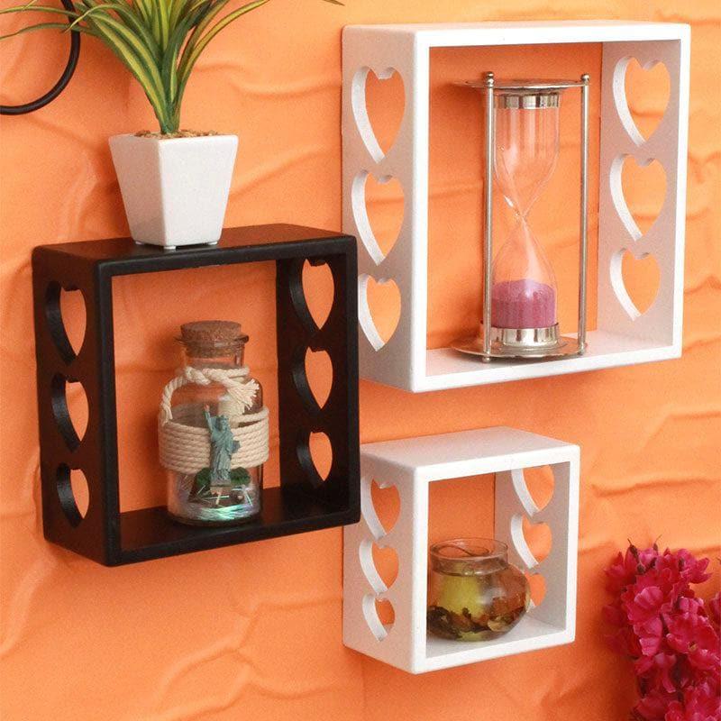 Shelves - Llyn Floating Wall Shelf (White & Black) - Set Of Three