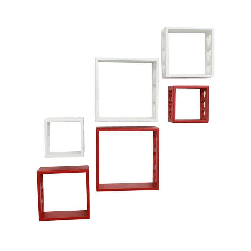 Shelves - Llyn Floating Wall Shelf (White & Red) - Set Of Six