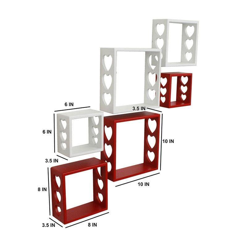 Shelves - Llyn Floating Wall Shelf (White & Red) - Set Of Six