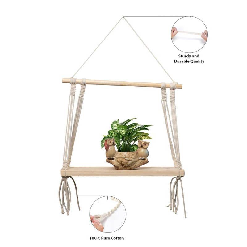 Shelves - Olive Macrame Hanging Shelf