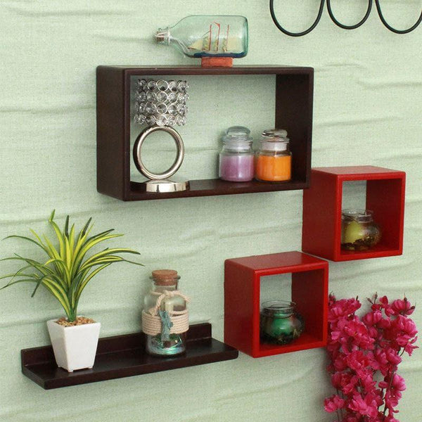 Shelves - Retro Revival Wall Shelf - Black & Red - Set Of Four