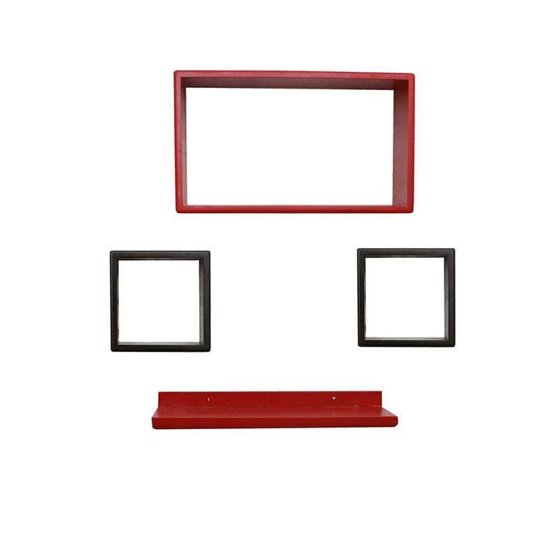 Shelves - Retro Revival Wall Shelf - Brown & Red - Set Of Four