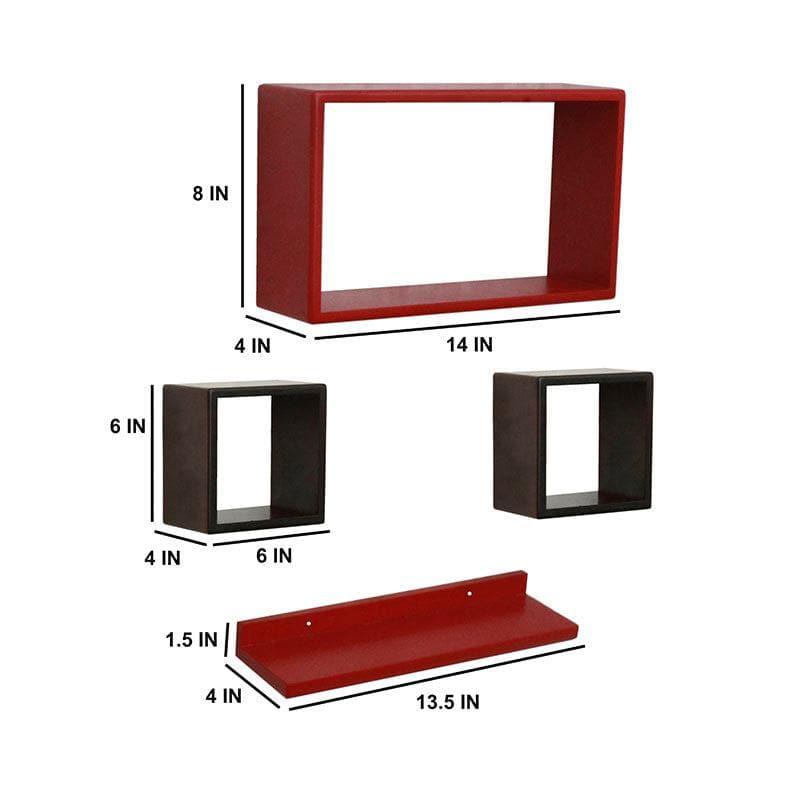 Shelves - Retro Revival Wall Shelf - Brown & Red - Set Of Four