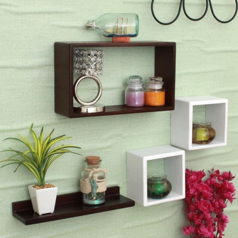 Shelves - Retro Revival Wall Shelf - Brown & White - Set Of Four