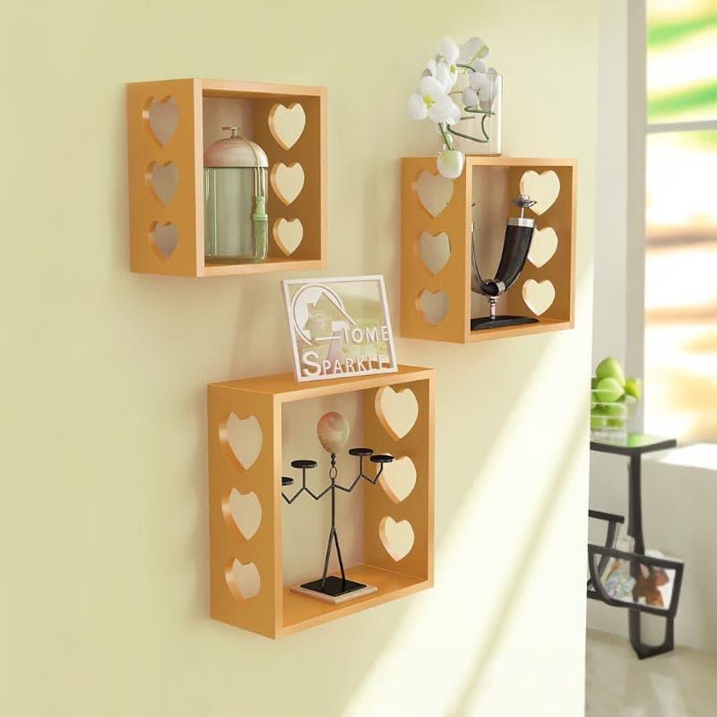 Buy Rustic Heart Wall Shelf - Gold Shelves from Vaaree