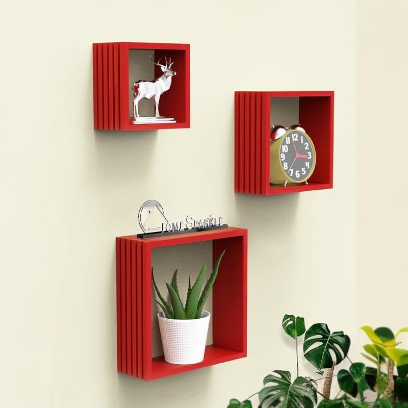 Shelves - Rustic Reverie Wall Shelf - Red - Set Of Three