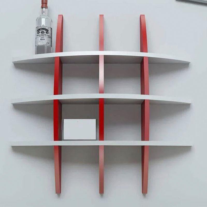 Shelves - Rustic Timber Wall Shelf - White & Red