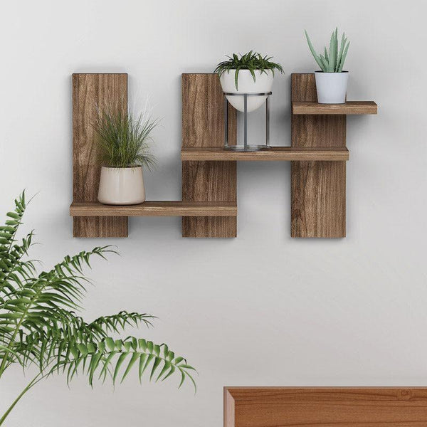 Buy Shelves - Step Stack Wall Shelf - Dark Oak at Vaaree online