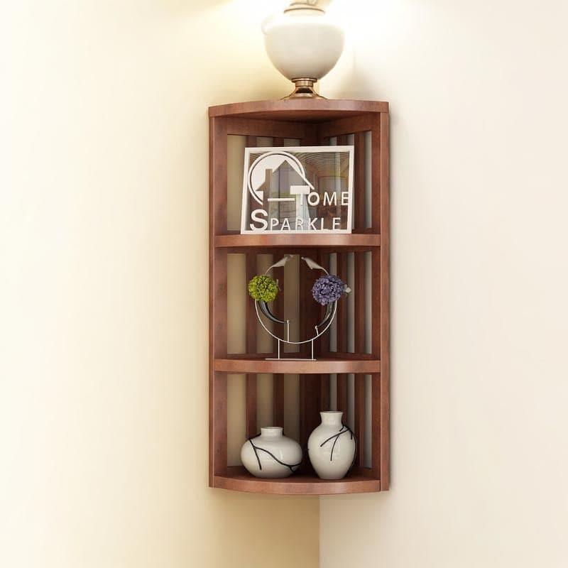 Shelves - Stripes Corner Floating Shelf - Brown