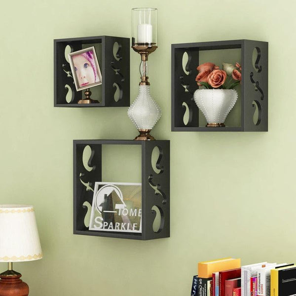 Shelves - Tenby Floating Wall Shelf (Black) - Set Of Three