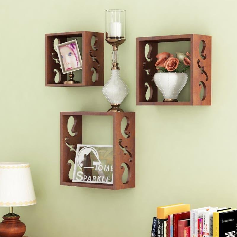 Shelves - Tenby Floating Wall Shelf (Brown) - Set Of Three