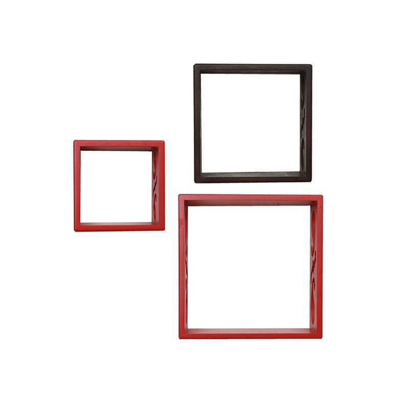 Shelves - Tenby Floating Wall Shelf (Red & Brown) - Set Of Three