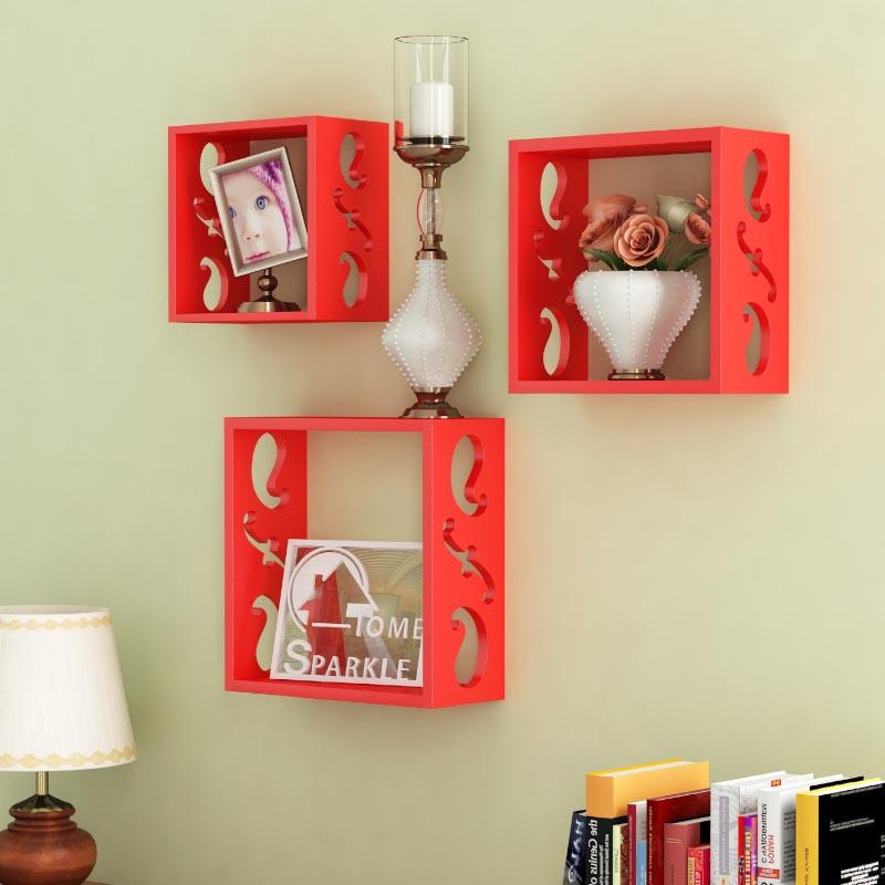 Shelves - Tenby Floating Wall Shelf (Red) - Set Of Three