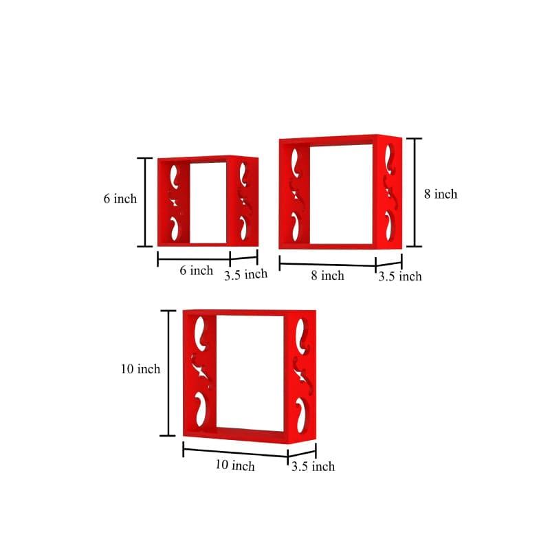 Shelves - Tenby Floating Wall Shelf (Red) - Set Of Three