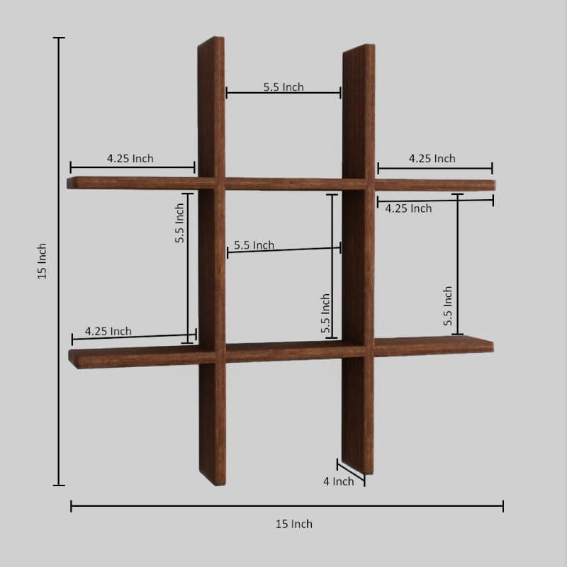 Shelves - Tic-Tac-Toe Wall Shelf - Brown