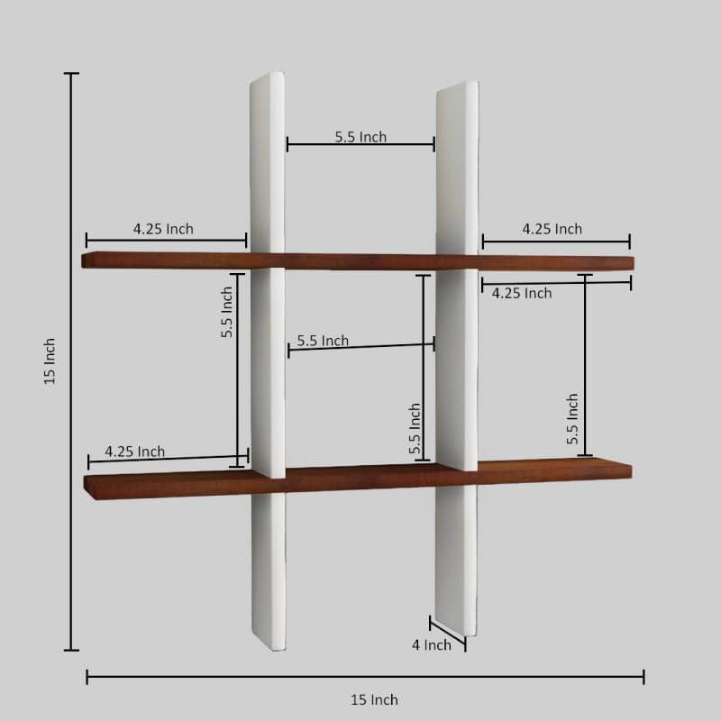 Shelves - Tic-Tac-Toe Wall Shelf - White & Brown