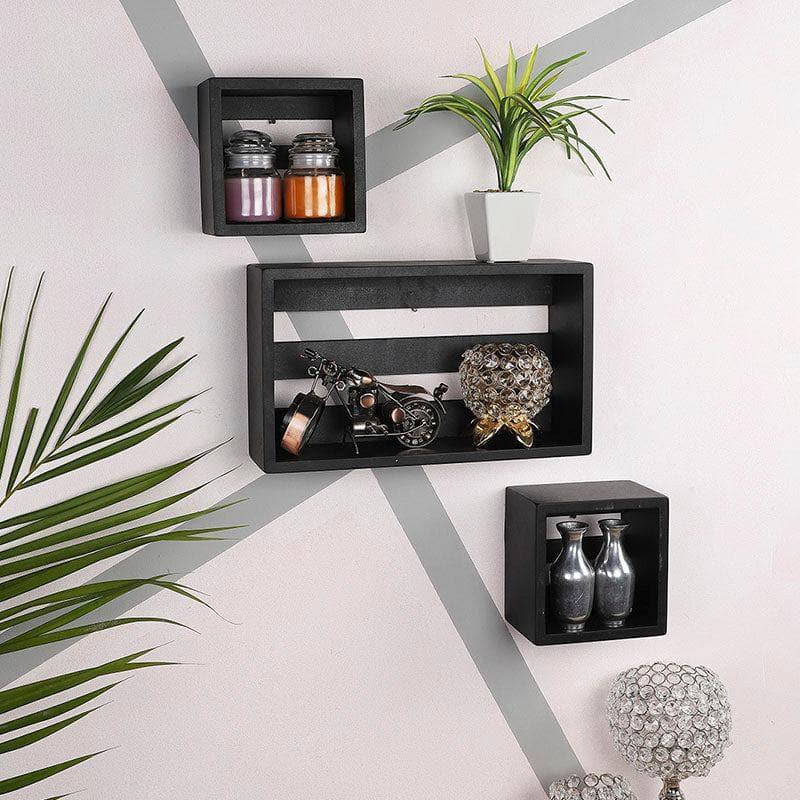 Shelves - Urbane Haven Wall Shelf - Black - Set Of Three