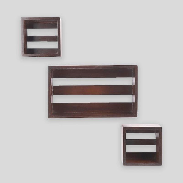 Shelves - Urbane Haven Wall Shelf - Brown - Set Of Three